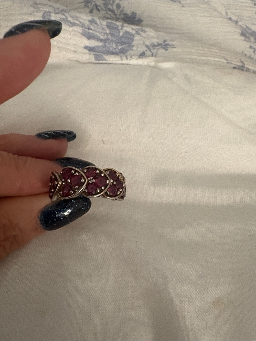 Elegant Garnet Stone Braided Band Ring - Women Jewelry